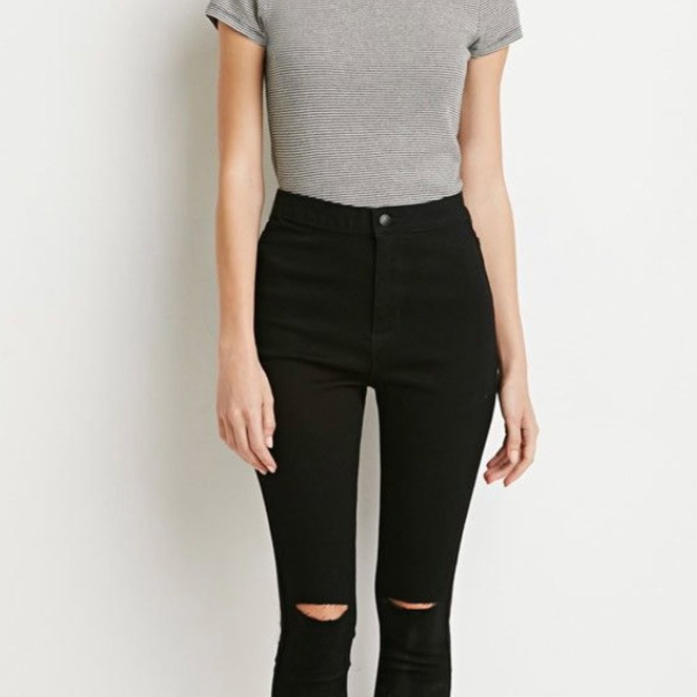 Forever 21 High-Rise Distressed Jeans